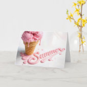 Carte Cône de glace d'anniversaire d'été fondant (Fleur jaune)