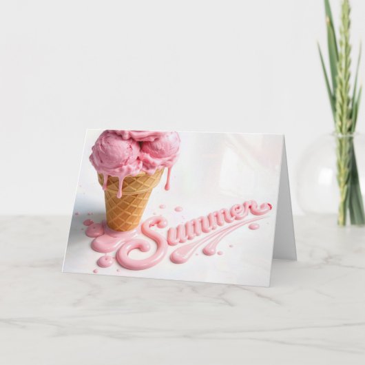 Carte Cône de glace d'anniversaire d'été fondant (Devant)