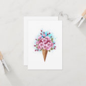 Carte Cône rose Sakura crème glacée gaufre (Devant/Arrière en situation)