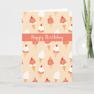 Carte Cones De Crème De Glace Cute Avec Motif D'Arrosage