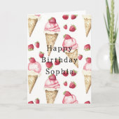 Carte Cônes de glace à la fraise Anniversaire (Devant)