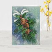 Carte Cônes de neige et de pin de Noël Mi-siècle (Fleur jaune)