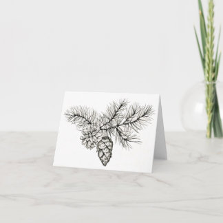 Carte Cônes de pin à la plume et à l'encre, impression d