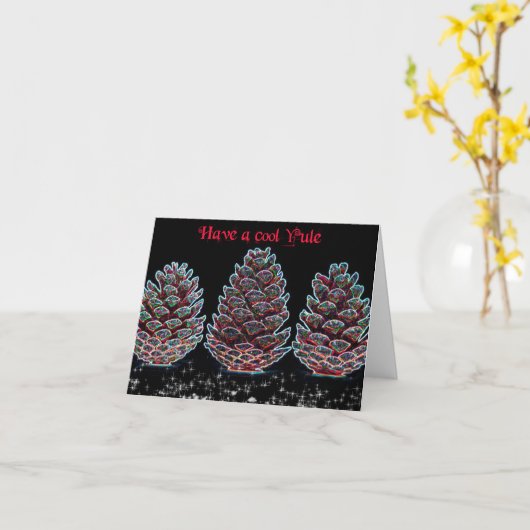 Carte Cônes de pin funky Yule (Fleur jaune)
