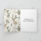 Carte Cônes de pin verts cerf Noël (Intérieur)