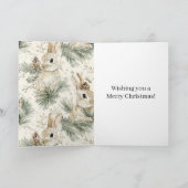 Carte Cônes de pin verts Lapins de Pâques Noël (Intérieur)