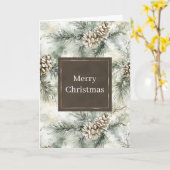 Carte Cônes de Pin Verts Noël (Fleur jaune)