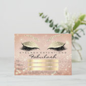 Carte Confetti Cils Or Rose Certificat Cadeau Maquillage (Debout devant)