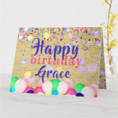 Carte Confetti Coloré Et Ballons Joyeux Anniversaire (Fleur jaune)