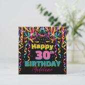 Carte Confetti coloré et Streamers 30e anniversaire (Debout devant)