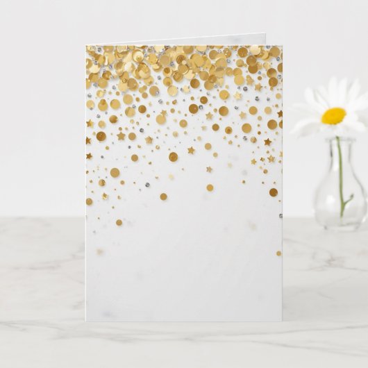 Carte Confetti doré de luxe | Célébration élégante (Petite plante)
