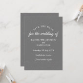 Carte Confetti en argent Stardust Enregistrer la date (Devant/Arrière en situation)