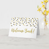 Carte Confetti en or noir Bienvenue Retour (Fleur jaune)
