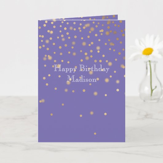 Carte Confetti en or violet (Petite plante)