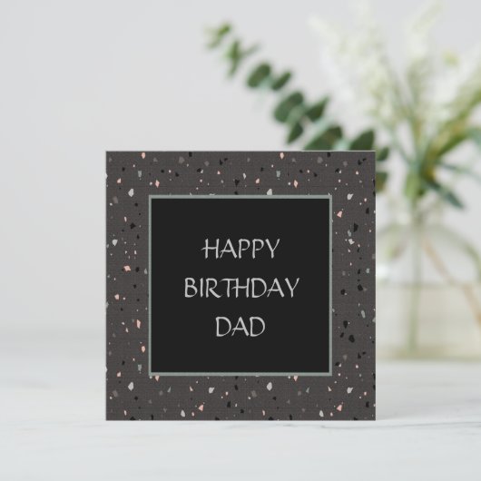 Carte confetti noir plaisir heureux anniversaire papa (Debout devant)