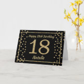 Carte Confetti Parties scintillant Noir et Or 18e  (Fleur jaune)