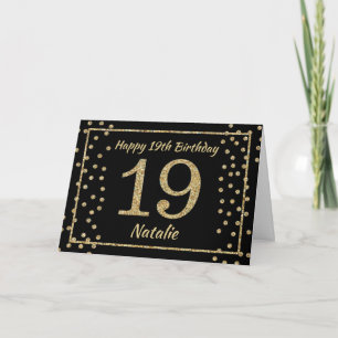 Carte Confetti Parties scintillant Noir et Or 19e