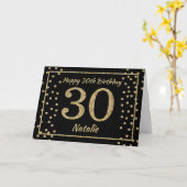 Carte Confetti Parties scintillant Noir et Or 30e  (Fleur jaune)