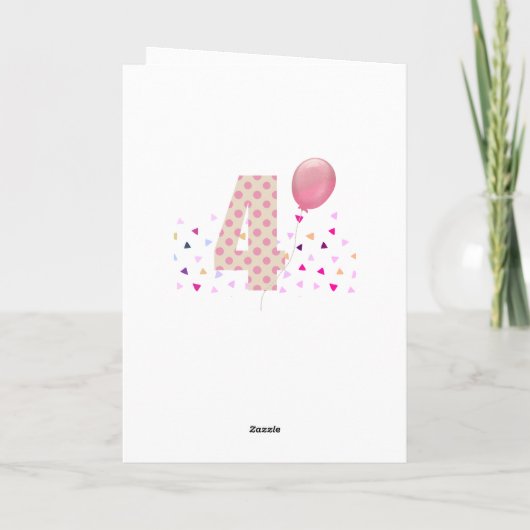 Carte Confetti Pink Polka Dot 4e anniversaire (Dos)