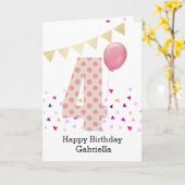Carte Confetti Pink Polka Dot 4e anniversaire (Fleur jaune)