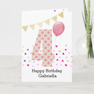 Carte Confetti Pink Polka Dot 4e anniversaire