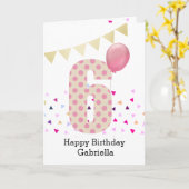 Carte Confetti Pink Polka Dot 6e anniversaire (Fleur jaune)