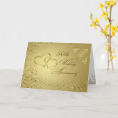 Carte Confettis dorés, cœurs 50e anniversaire de mariage (Fleur jaune)