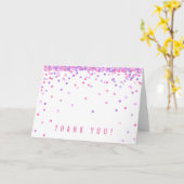 Carte Confettis Rose Violet Merci  | Cute et simple (Fleur jaune)