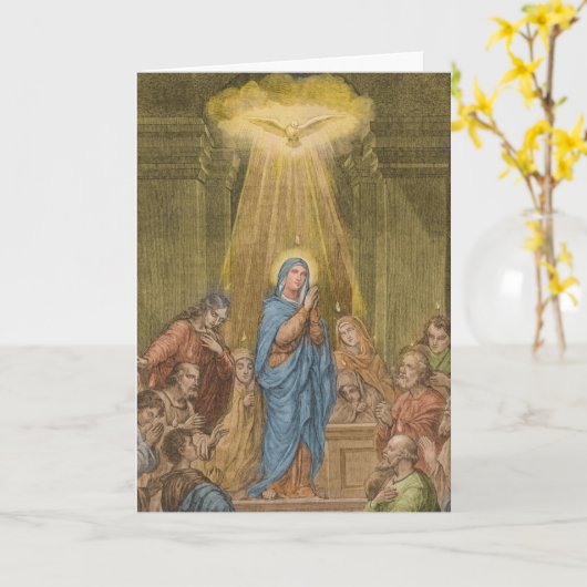 Carte Confirmation catholique Vierge Marie Saint-Esprit (Fleur jaune)