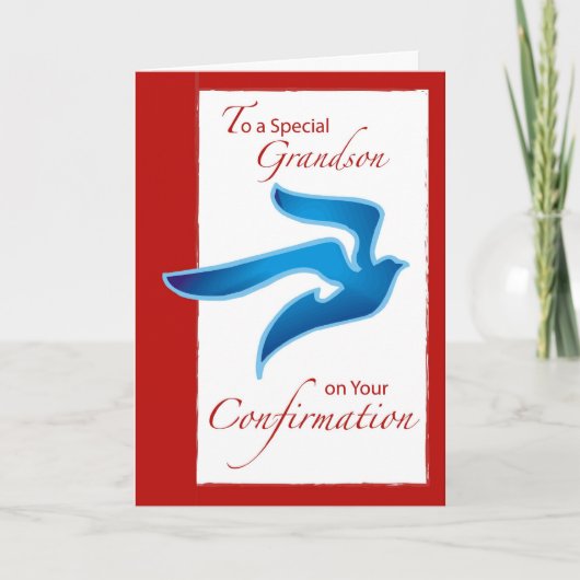 Carte Confirmation du petit-fils, colombe bleue (Devant)