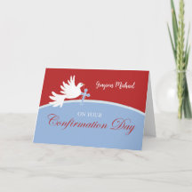 Confirmation Félicitations Boy Dove sur Red