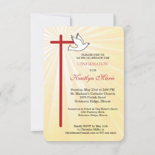 Carte Confirmation pour fille Colombe dorée Rayons