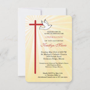 Carte Confirmation pour fille Colombe dorée Rayons