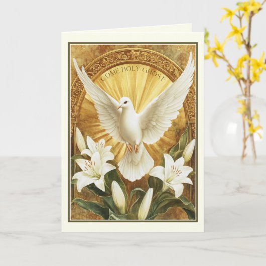 Carte Confirmation Sacrement Saint-Esprit Lys blancs (Fleur jaune)
