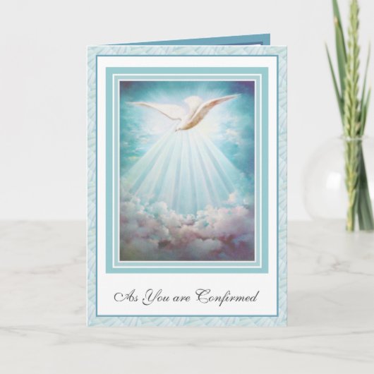 Carte Confirmation Saint Esprit Nuages Rayons Dove (Devant)