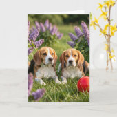 Carte Congrats on Your New Beagles | Congratulations (Fleur jaune)