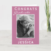 Carte Congrats rose moderne - photo de la fin d'études (Devant)