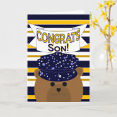 Carte Congrats - service actif de marine - fils (Fleur jaune)