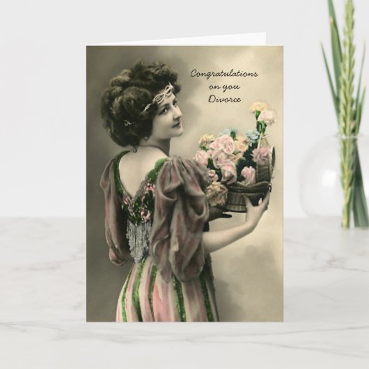 Carte Congrats vintages De Divorce Avec Fleurs (Devant)
