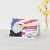 Carte Congratualstion sur commissionner avec un aigle (Fleur jaune)