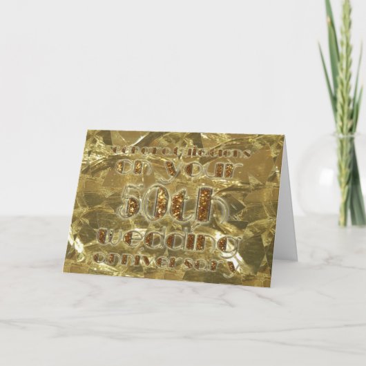 Carte Congratulations 50th Wedding Anniversary Gold (Devant)