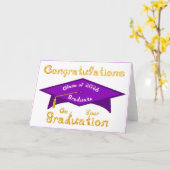 Carte Congratulations Class 2026 Graduate Purple White (Fleur jaune)