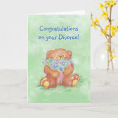 Carte Congratulations Divorce Humour, Teddy Bear Flowers (Fleur jaune)