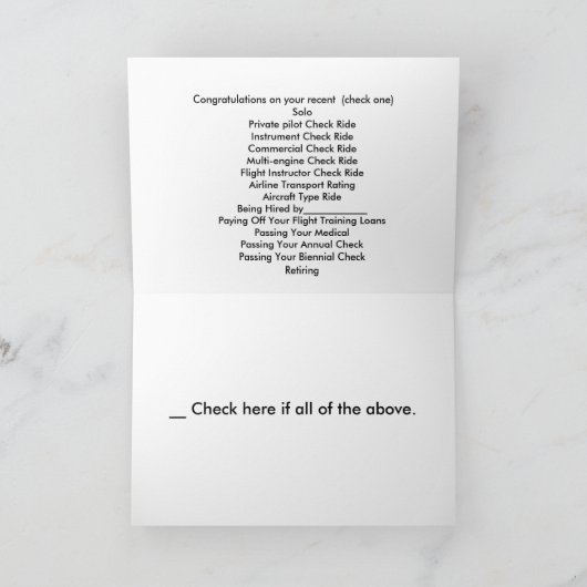 Carte Congratulations for Pilots (Intérieur)