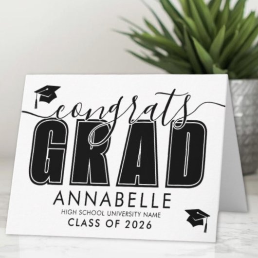 Carte Congratulations Grad Black White Graduation