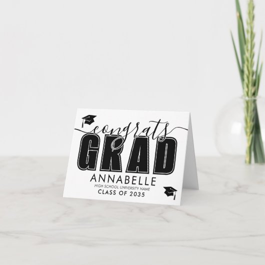 Carte Congratulations Grad Black White Graduation (Devant)