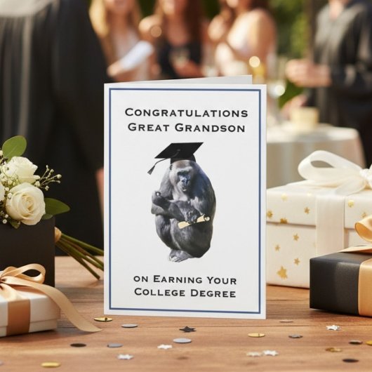 Carte Congratulations GreatGrandson Degree Funny Gorilla