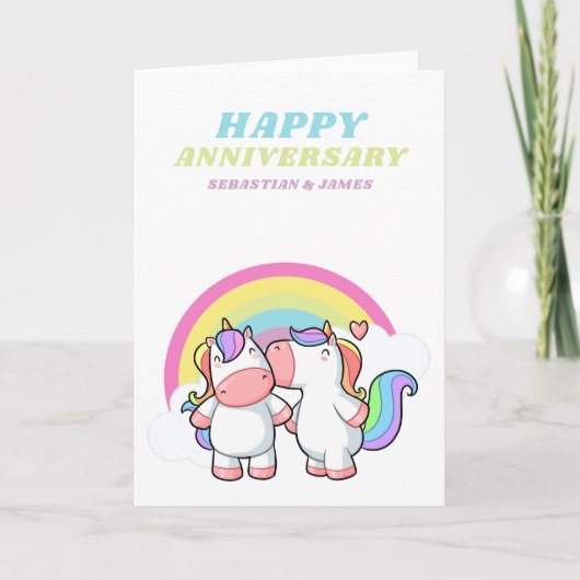 Carte Congratulations Happy Wedding Anniversary Unicorn (Devant)