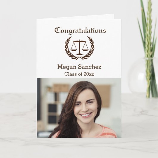 Carte Congratulations Law School Graduate with scales (Devant)