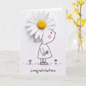 Carte Congratulations Little Girl With a White Daisy (Fleur jaune)